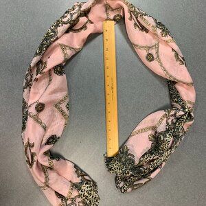 Leopard Pink Polyester Scarf Long RC Chain Pattern 60” Long